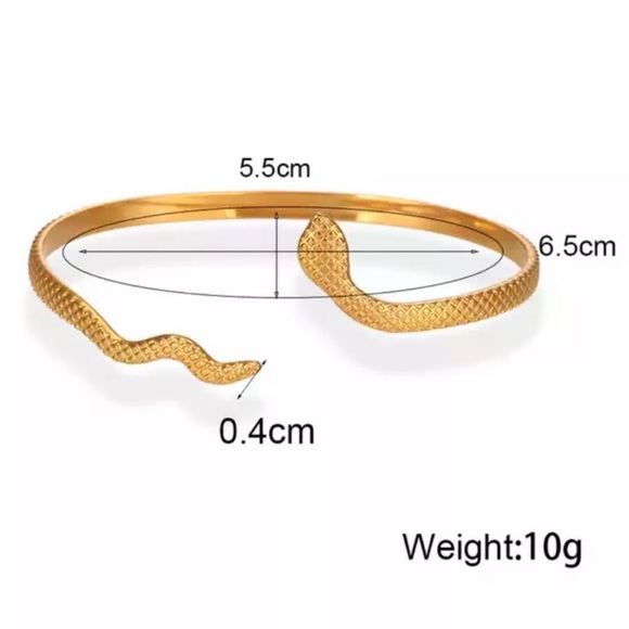 NEW ADJUSTABLE 18K GOLD SNAKE BANGLE CUFF BRACELET, NICE BRACELET, CUTE BRACELET - Picture 6 of 6